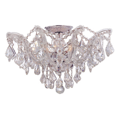 ##Antique Hardware## Maria Theresa 5 Light Hand Cut Crystal Polished Chrome Semi Flush Mount