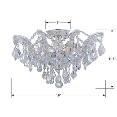 ##Antique Hardware## Maria Theresa 5 Light Hand Cut Crystal Polished Chrome Semi Flush Mount