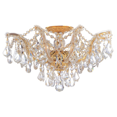 ##Antique Hardware## Maria Theresa 5 Light Hand Cut Crystal Gold Semi Flush Mount