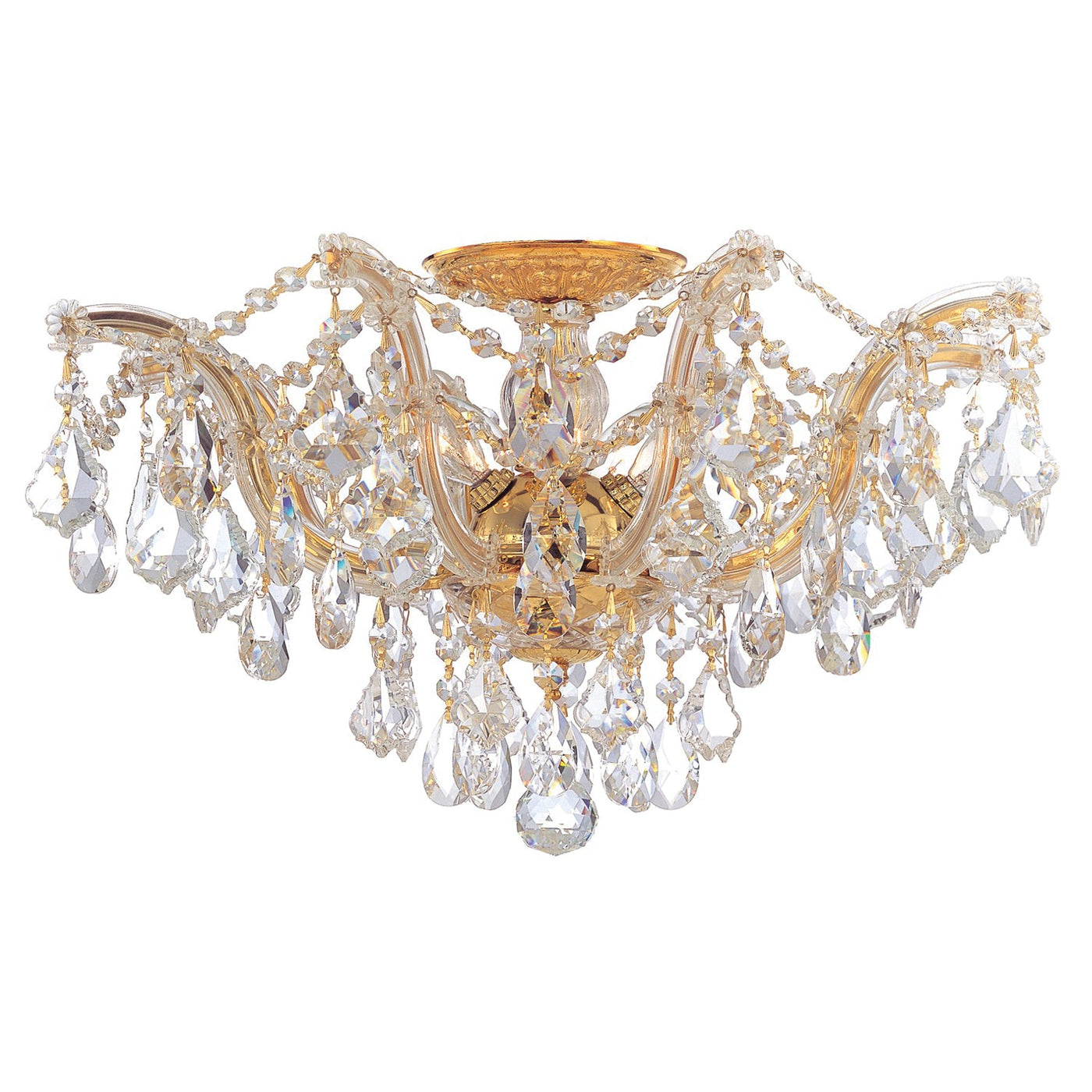 ##Antique Hardware## Maria Theresa 5 Light Spectra Crystal Gold Semi Flush Mount