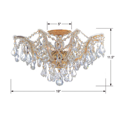 ##Antique Hardware## Maria Theresa 5 Light Swarovski Strass Crystal Gold Semi Flush Mount