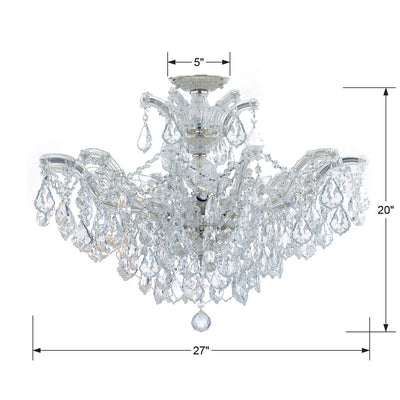 ##Antique Hardware## Maria Theresa 6 Light Hand Cut Crystal Polished Chrome Semi Flush Mount