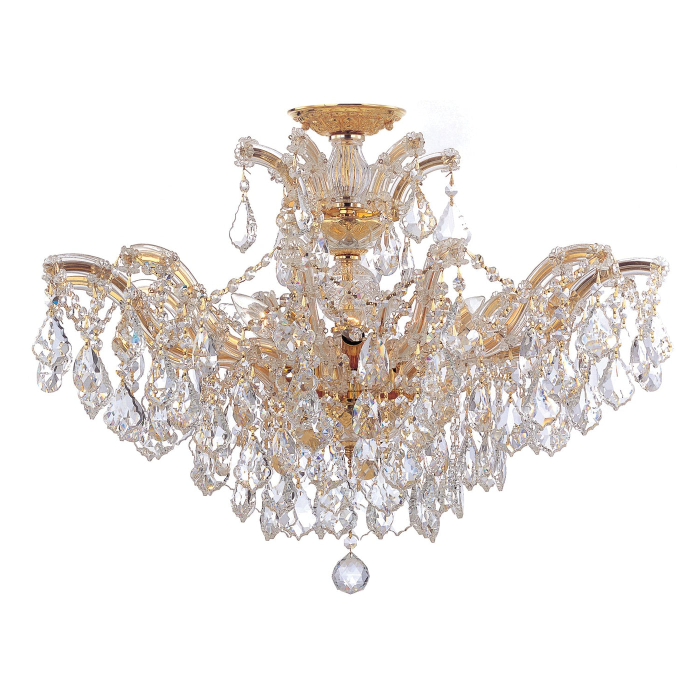 ##Antique Hardware## Maria Theresa 6 Light Hand Cut Crystal Gold Semi Flush Mount