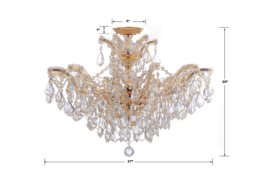 ##Antique Hardware## Maria Theresa 6 Light Hand Cut Crystal Gold Semi Flush Mount