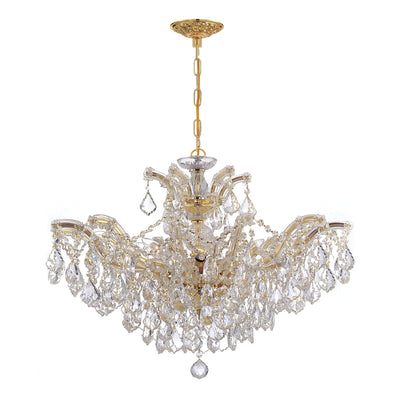 ##Antique Hardware## Maria Theresa 6 Light Spectra Crystal Gold Chandelier