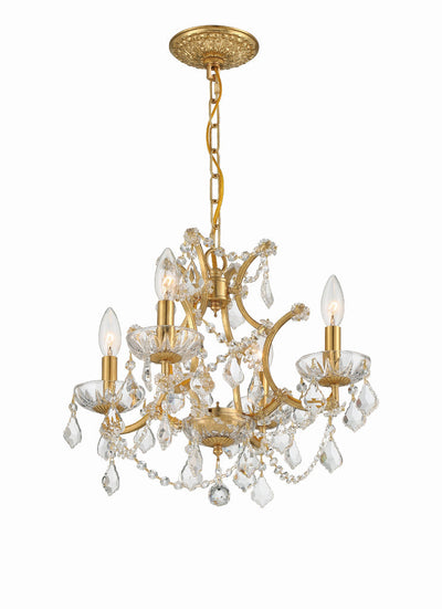 ##Antique Hardware## Filmore 4 Light Hand Cut Crystal Antique Gold Mini Chandelier