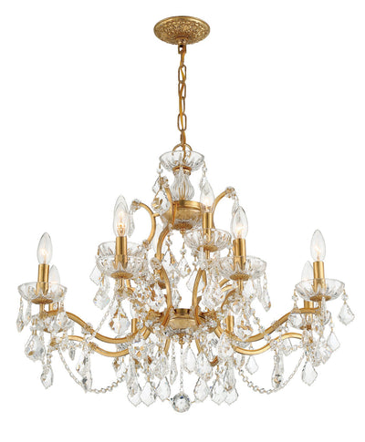 ##Antique Hardware## Filmore 12 Light Hand Cut Crystal Antique Gold Chandelier