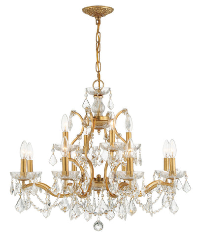 ##Antique Hardware## Filmore 12 Light Hand Cut Crystal Antique Gold Chandelier