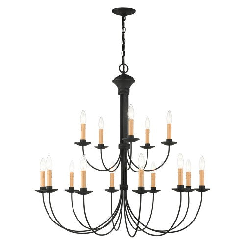 ##Antique Hardware## 15 Light Black Chandelier