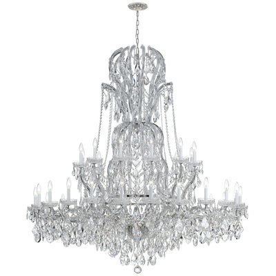 ##Antique Hardware## Maria Theresa 37 Light Hand Cut Crystal Polished Chrome Chandelier