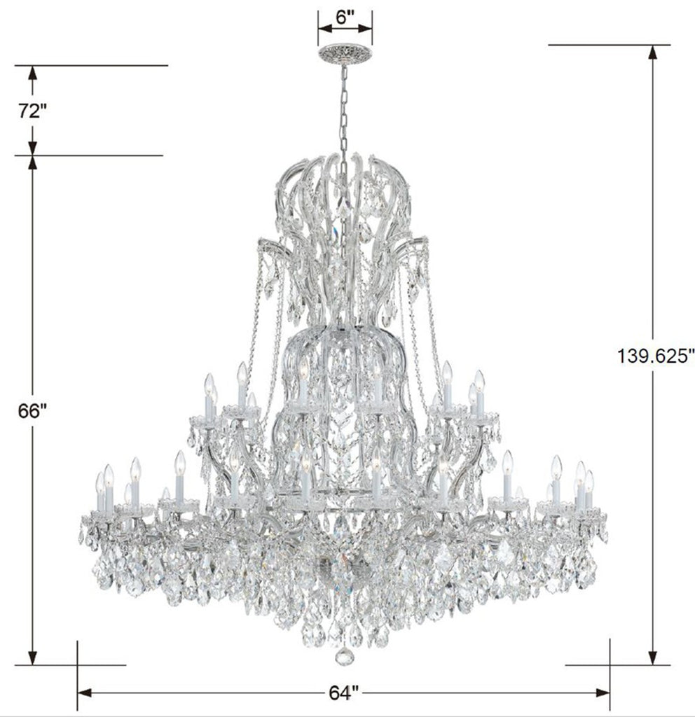 ##Antique Hardware## Maria Theresa 37 Light Hand Cut Crystal Polished Chrome Chandelier