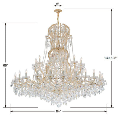 ##Antique Hardware## Maria Theresa 37 Light Swarovski Strass Crystal Gold Chandelier