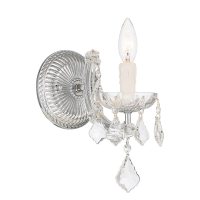 ##Antique Hardware## Maria Theresa 1 Light Hand Cut Crystal Polished Chrome Sconce