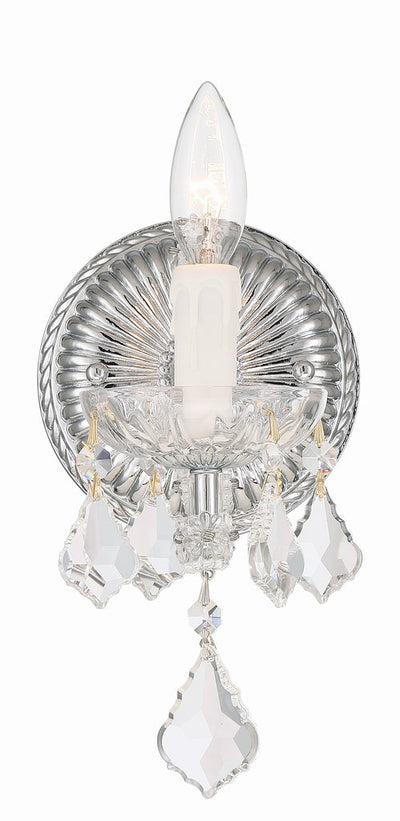 ##Antique Hardware## Maria Theresa 1 Light Hand Cut Crystal Polished Chrome Sconce