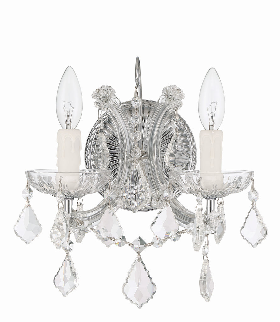 ##Antique Hardware## Maria Theresa 2 Light Hand Cut Crystal Polished Chrome Sconce