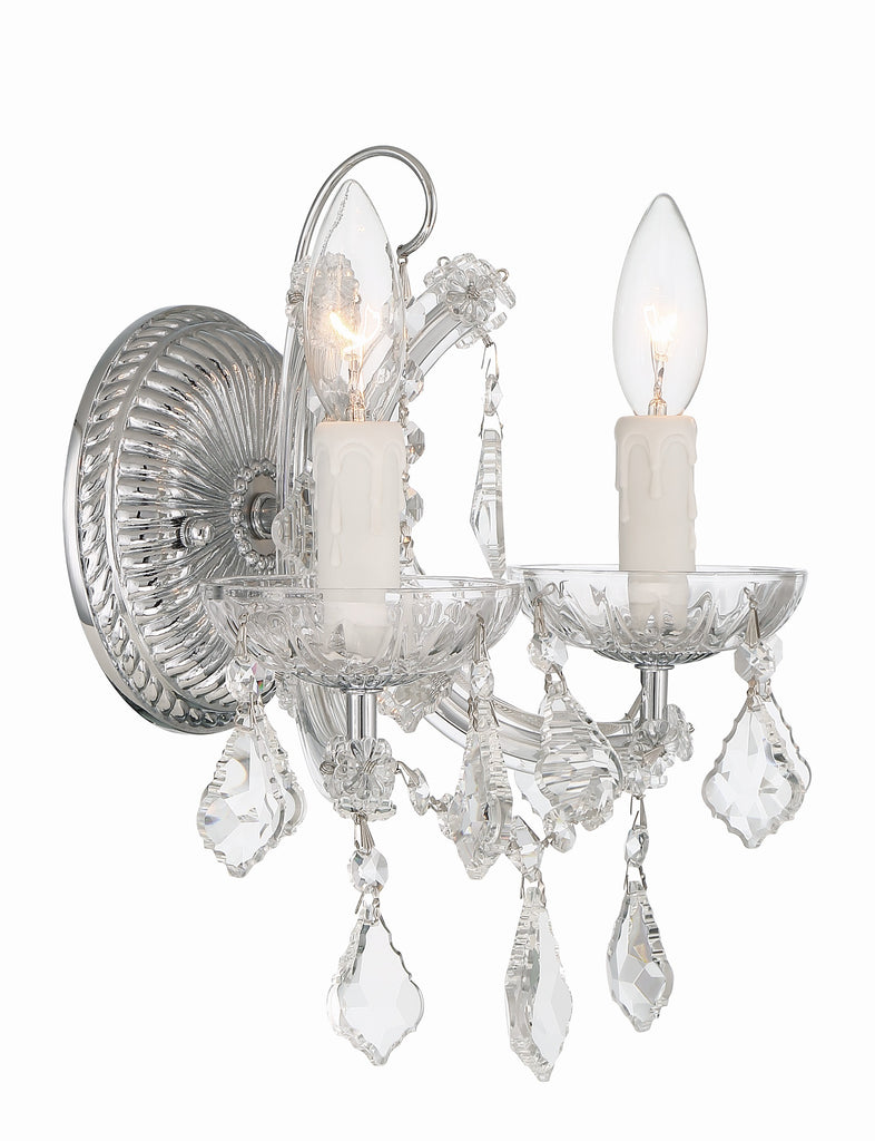 ##Antique Hardware## Maria Theresa 2 Light Hand Cut Crystal Polished Chrome Sconce