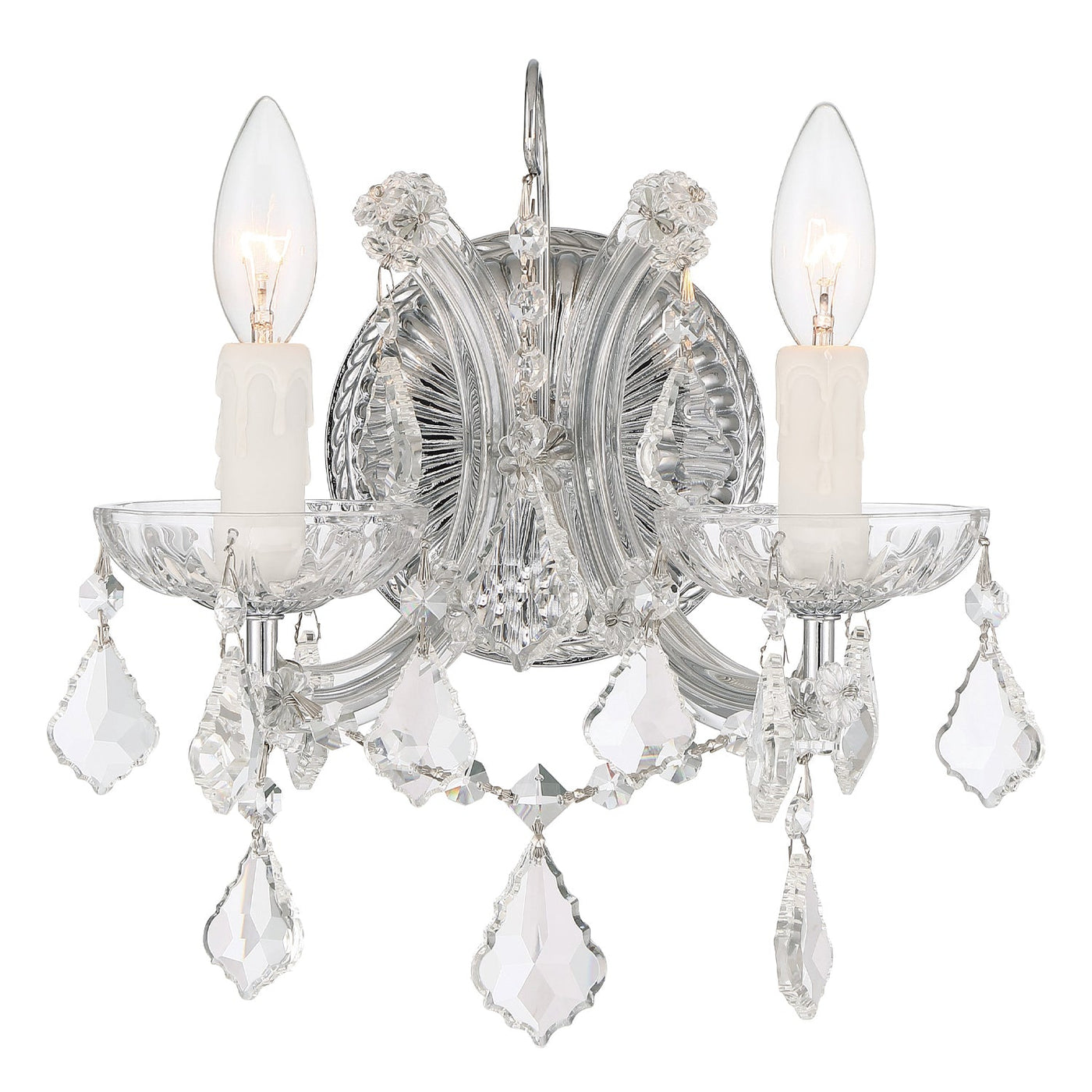 ##Antique Hardware## Maria Theresa 2 Light Spectra Crystal Polished Chrome Sconce