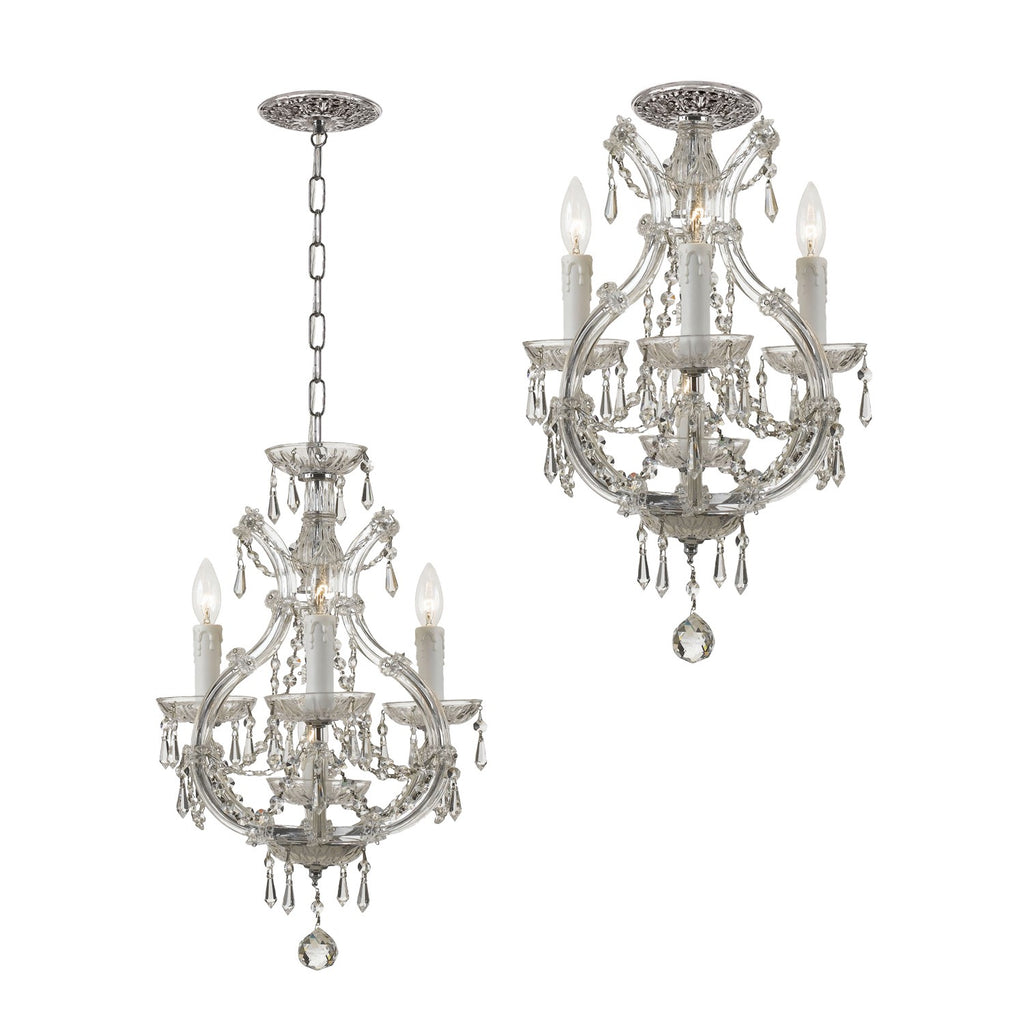 ##Antique Hardware## Maria Theresa 4 Light Hand Cut Crystal Polished Chrome Mini Chandelier