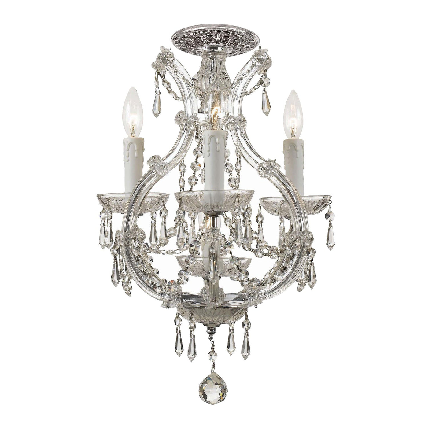 ##Antique Hardware## Maria Theresa 4 Light Spectra Crystal Polished Chrome Semi Flush Mount