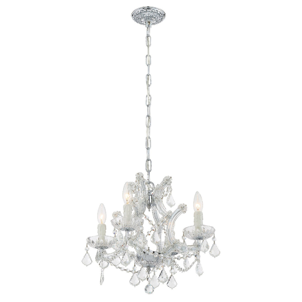 ##Antique Hardware## Maria Theresa 4 Light Hand Cut Crystal Polished Chrome Mini Chandelier