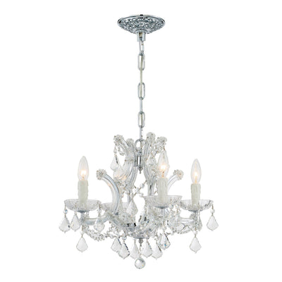 ##Antique Hardware## Maria Theresa 4 Light Spectra Crystal Polished Chrome Mini Chandelier