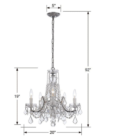 ##Antique Hardware## Maria Theresa 5 Light Swarovski Strass Crystal Polished Chrome Chandelier