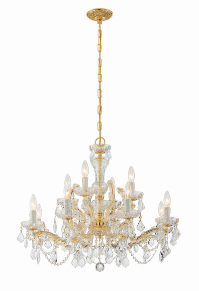 ##Antique Hardware## Maria Theresa 12 Light Hand Cut Crystal Gold Chandelier