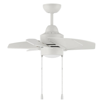 Antique Hardware 24" Propel II Indoor/Outdoor (Damp) in White w/ White Blades Ceiling Fan