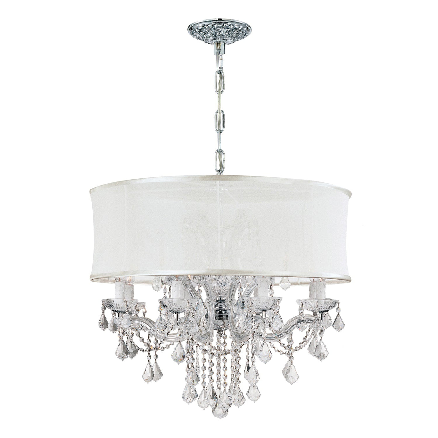 ##Antique Hardware## Brentwood 12 Light Swarovski Strass Crystal Smooth Shade Polished Chrome Chandelier