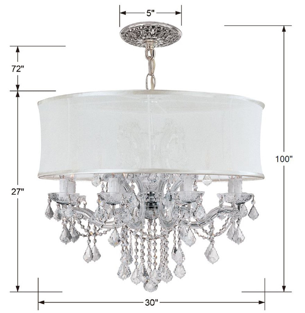 ##Antique Hardware## Brentwood 12 Light Smooth Shade Polished Chrome Chandelier