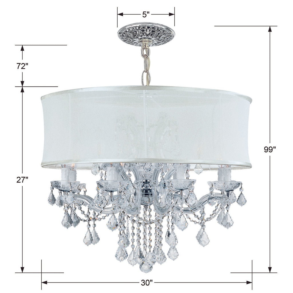 ##Antique Hardware## Brentwood 12 Light Swarovski Strass Crystal Smooth Shade Polished Chrome Chandelier