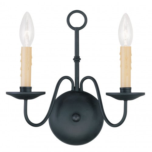 ##Antique Hardware## 2 Light Black Wall Sconce