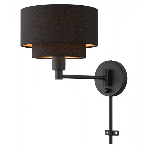 ##Antique Hardware## 1 Light Black Swing Arm Wall Lamp