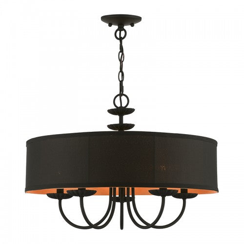 ##Antique Hardware## 5 Light Black Pendant Chandelier