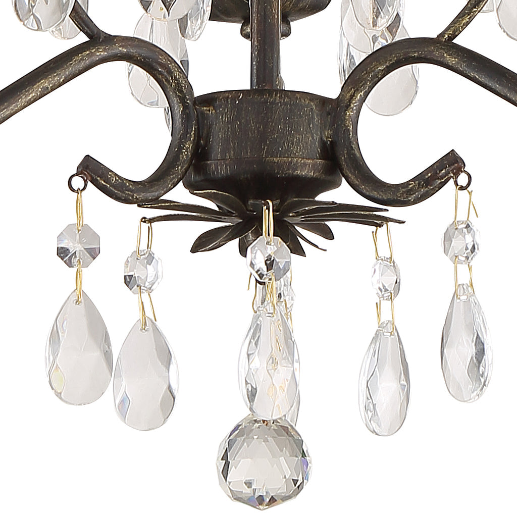 ##Antique Hardware## Paris Market 3 Light Swarovski Strass Crystal English Bronze Mini Chandelier