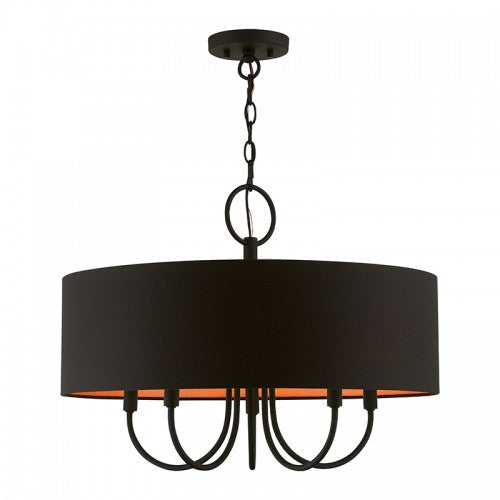 ##Antique Hardware## 5 Light Black Pendant Chandelier