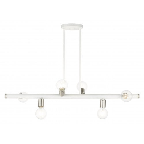 ##Antique Hardware## 6 Light White Linear Chandelier