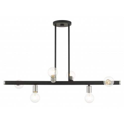 ##Antique Hardware## 6 Light Black Linear Chandelier