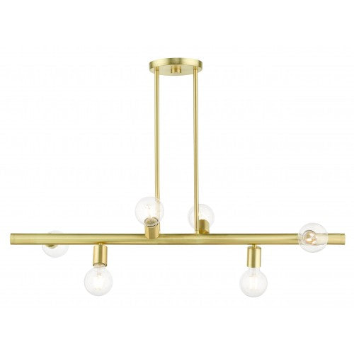 ##Antique Hardware## 6 Light Satin Brass Linear Chandelier