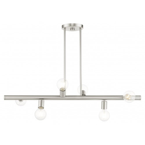 ##Antique Hardware## 6 Light Brushed Nickel Linear Chandelier