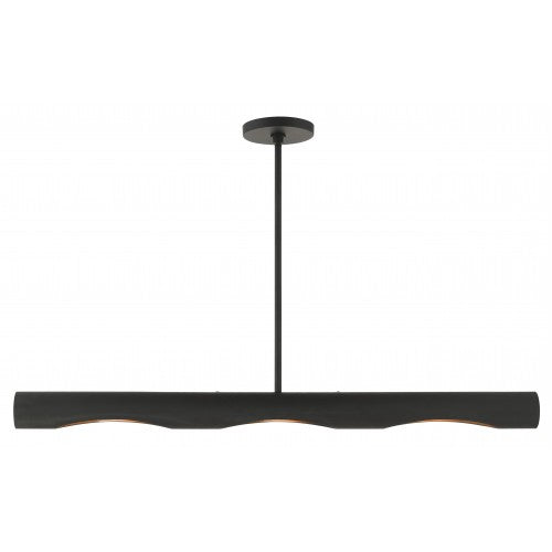 ##Antique Hardware## 3 Light Black Linear Chandelier