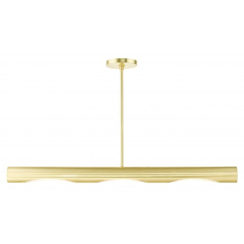 ##Antique Hardware## 3 Light Satin Brass Linear Chandelier