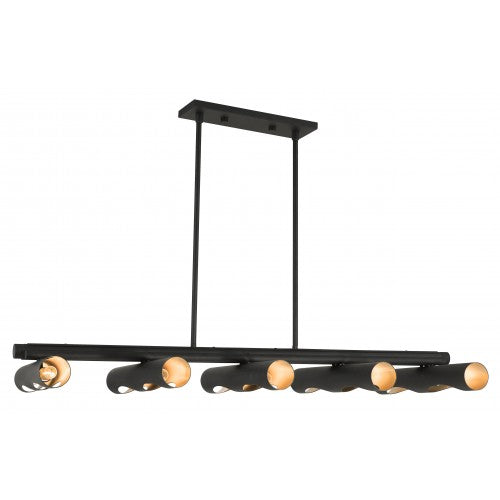 ##Antique Hardware## 10 Light Black Linear Chandelier