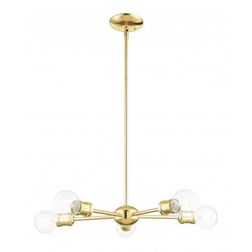 ##Antique Hardware## 5 Light Polished Brass Chandelier