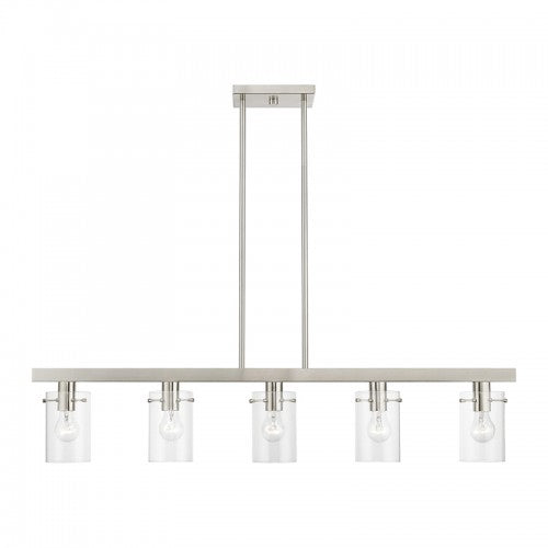 ##Antique Hardware## 5 Light Brushed Nickel Linear Chandelier