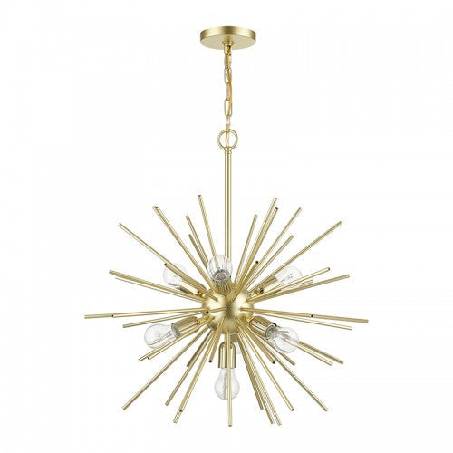 ##Antique Hardware## 7 Light Soft Gold with Polished Brass Accents Pendant Chandelier