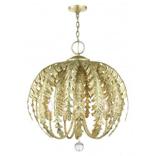 ##Antique Hardware## 5 Light Winter Gold Chandelier