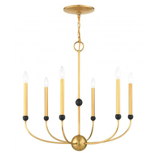 ##Antique Hardware## 6 Light Natural Brass Chandelier