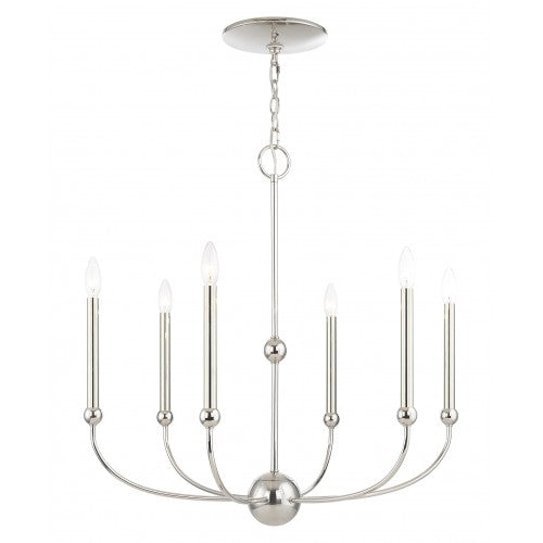 ##Antique Hardware## 6 Light Polished Nickel Chandelier