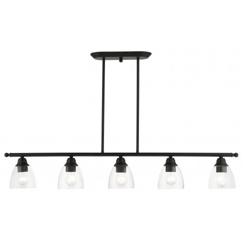 ##Antique Hardware## 5 Light Black Linear Chandelier